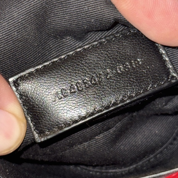 Saint Laurent Red Calfskin Matelasse Chevron Monogram pouch clutch bag - Picture 12 of 13